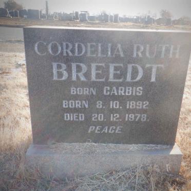 BREEDT Cordelia Ruth nee CARBIS 1892-1978