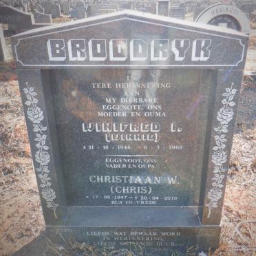 BROODRYK Christiaan W. 1947-2010 &amp; Winifred I. 1946-2000