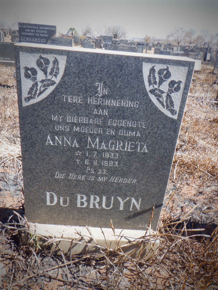 BRUYN Anna Magrieta, du 1933-1983