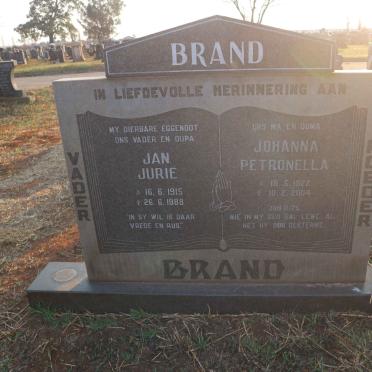 BRAND Jan Jurie 1915-1988 &amp; Johanna Petronella 1922-2004