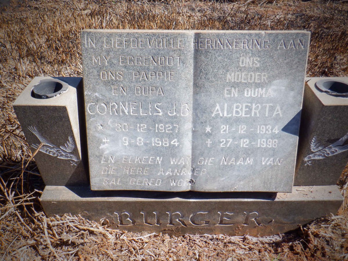 BURGER Cornelius J.B. 1927-1984 & Alberta 1934-1998