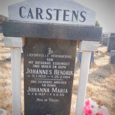 CARSTENS Johannes Hendrik 1933-1984 &amp; Johanna Maria 1937-2018