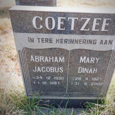 COETZEE Abraham Jacobus 1930-1987 &amp; Mary Dinah 1927-2002