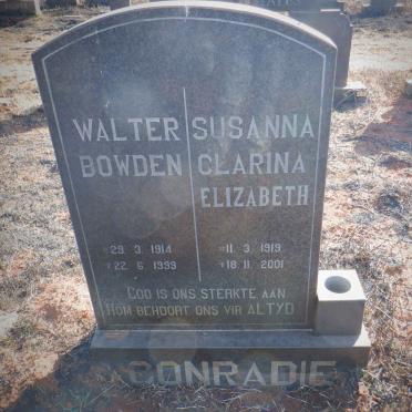 CONRADIE Walter Bowden 1914-1999 &amp; Susanna Clarina Elizabeth 1919-2001