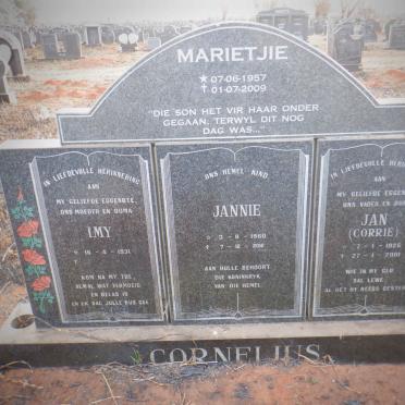 CORNELIUS Jan 1925-2001 &amp; Imy 1931- :: CORNELIUS Jannie 1960-2012