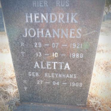 COETZEE Hendrik Johannes 1921-1980 &amp; Aletta KLEYNHANS 1909-