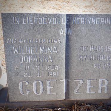 COETZER Wilhelmina Johanna 1904-1991