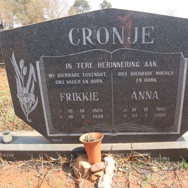 CRONJE Frikkie 1925-1998 &amp; Anna 1925-2006
