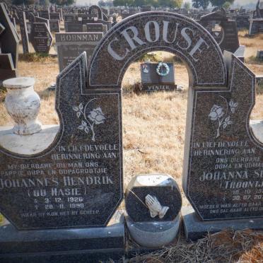 CROUSE Johannes Hendrik 1926-1998 &amp; Johanna Susanna 1927-2019