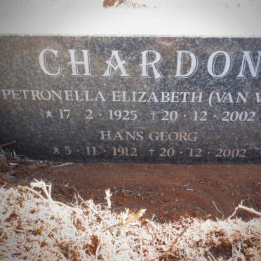 CHARDON Hans Georg 1912-2002 &amp; Petronella Elizabeth VAN WYK 1925-2002