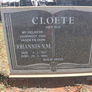 CLOETE Johannes N.M. 1913-1995