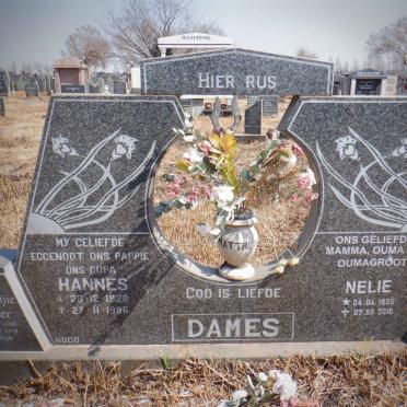 DAMES Hannes 1928-1996 &amp; Nelie 1935-2010 :: KEYSER Marietjie 1955-2018