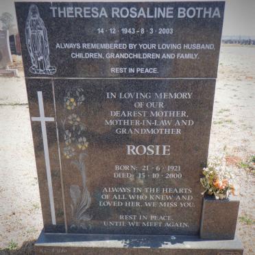 DAVID Rosie 1921-2000 :: BOTHA Theresa Rosaline nee DAVID 1943-2003