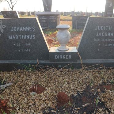 DIRKER Johannes Marthinus 1946-1989 &amp; Judith Jacoba SCHEEPERS 1944-