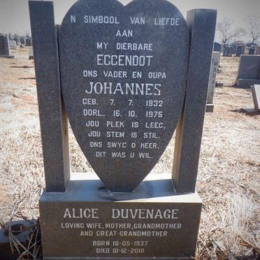 DUVENAGE Johannes 1932-1975 &amp; Alice 1937-2010