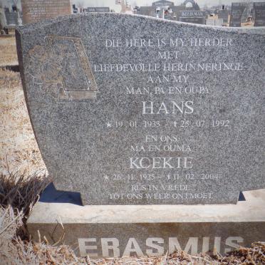 ERASMUS Hans 1933-1992 &amp; Koekie 1935-2004