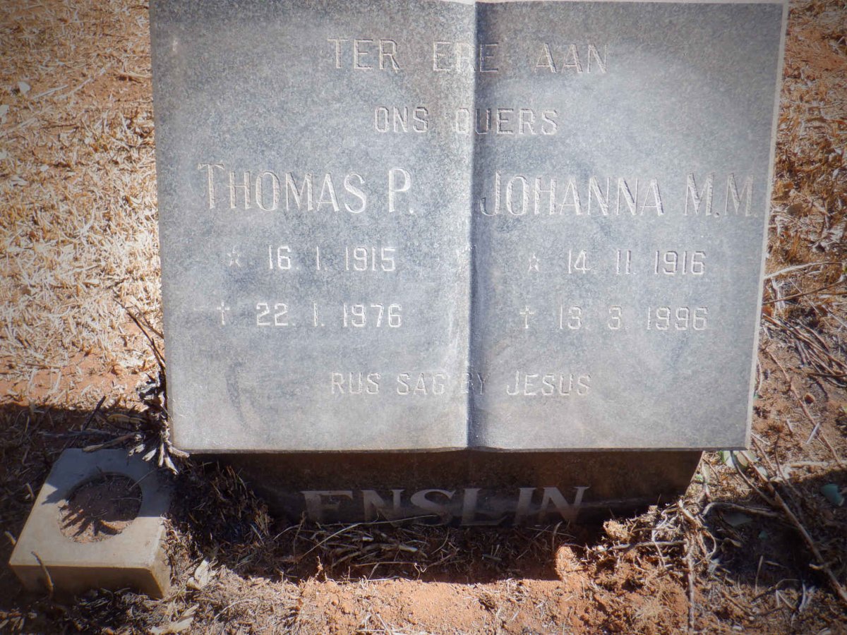 ENSLIN Thomas P. 1915-1976 &amp; Johanna M.M. 1916-1996