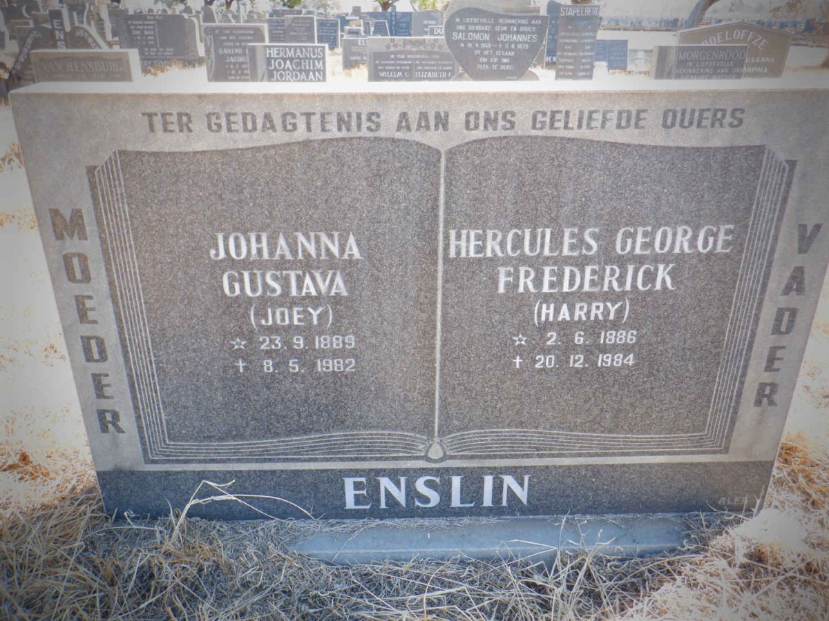ENSLIN Hercules George Frederick 1886-1984 &amp; Johanna Gustava 1889-1982