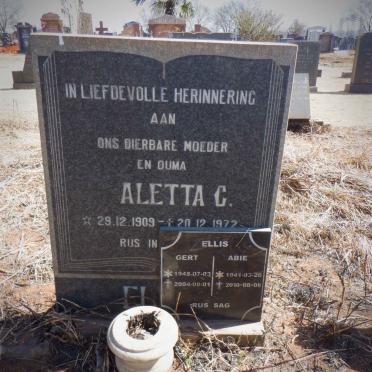 ELLIS Aletta C. 1909-1972 :: ELLIS Gert 1948-2004 &amp; Abie 1941-2010