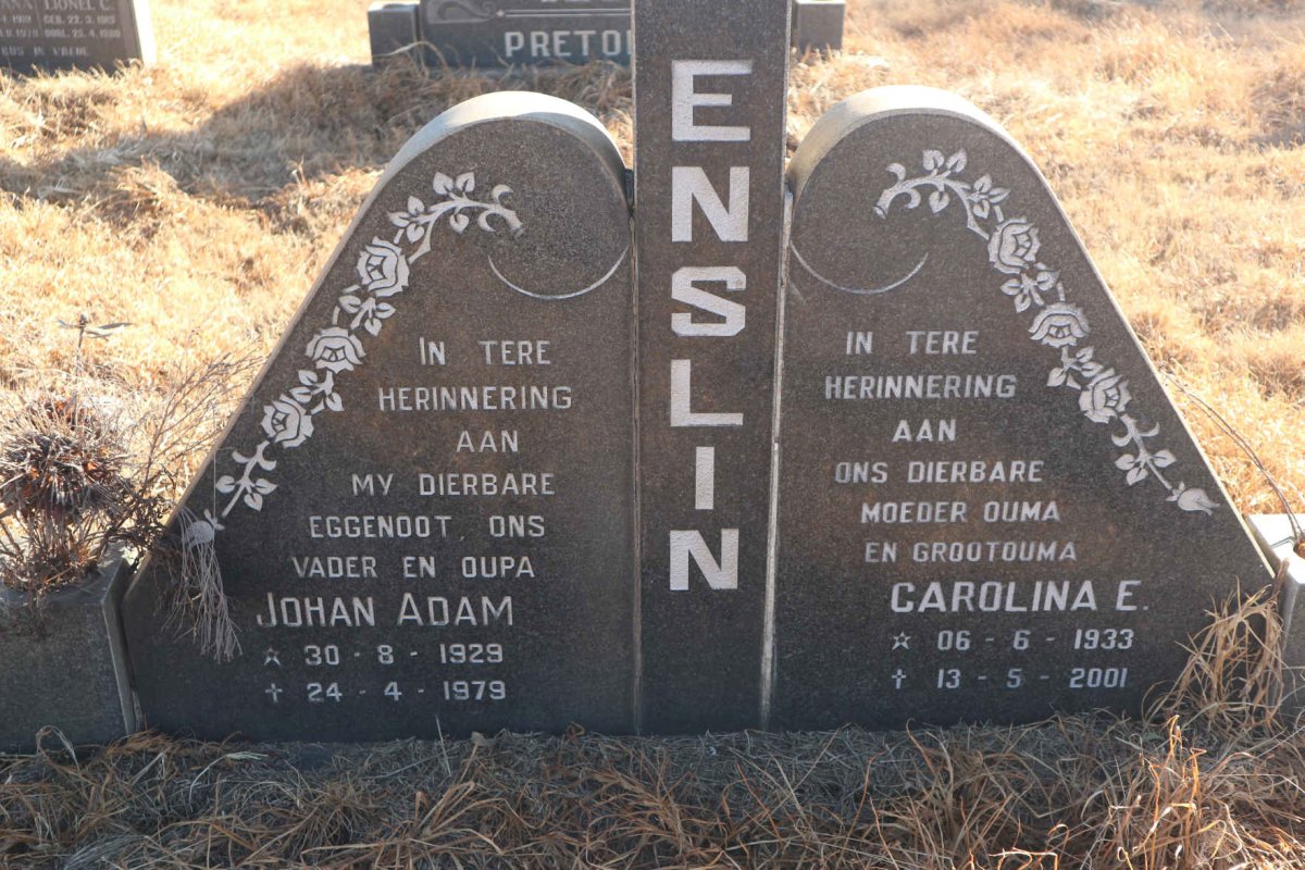 ENSLIN Johan Adam 1929-1979 &amp; Carolina E. 1933-2001