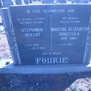 FOURIE Stephanus Ockert 1924-1988 &amp; Martha Elizabeth Dorethea SMIT 1922-
