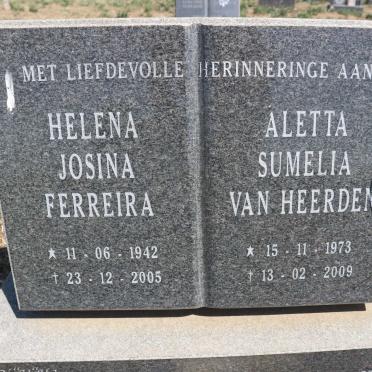 FERREIRA Helena Josina 1942-2005 :: VAN HEERDEN Aletta Sumelia 1973-2009