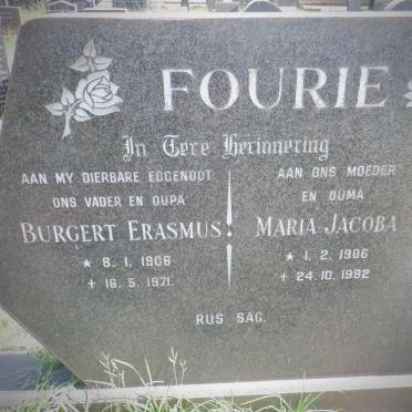 FOURIE Burgert Erasmus 1906-1971 &amp; Maria Jacoba 1906-1992