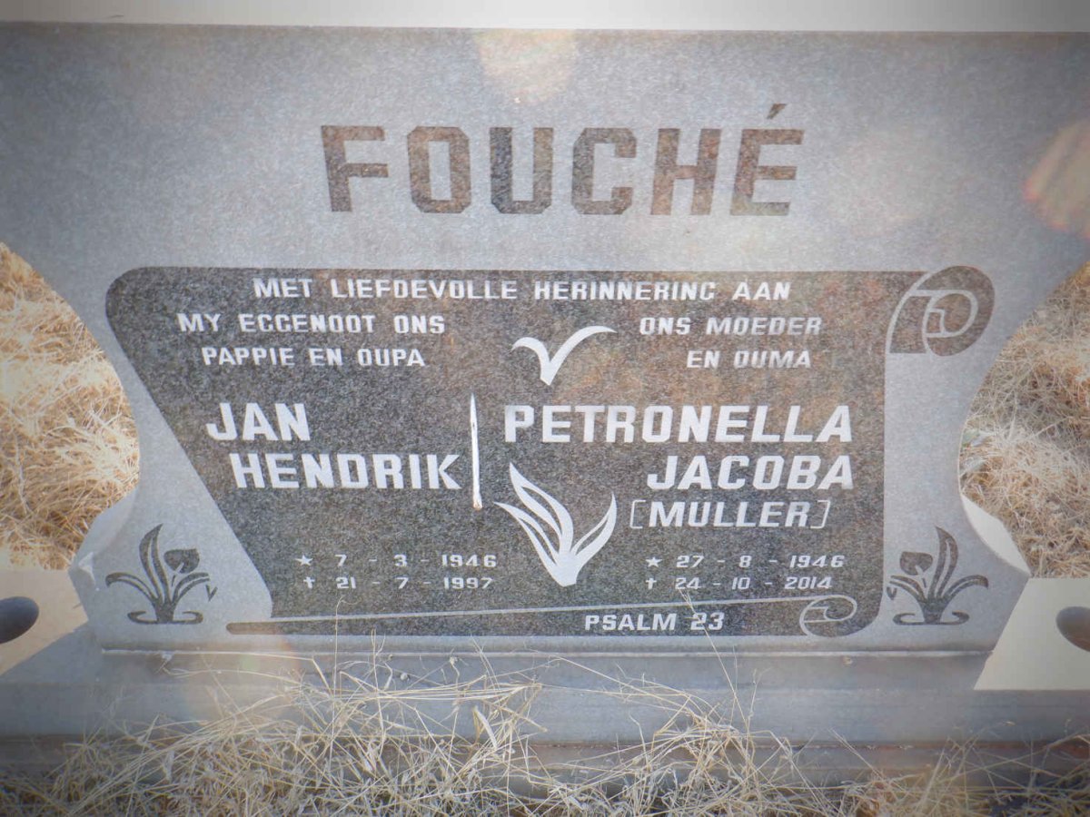 FOUCHE Jan Hendrik 1946-1997 &amp; Petronella Jacoba MULLER 1946-2014