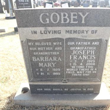 GOBEY Joseph Francis 1925-2004 &amp; Barbara Mary 1925-1985