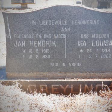 GREYLING Jan Hendrik 1915-1980 &amp; Isa Louisa 1913-2002