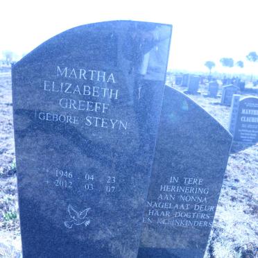 GREEFF Martha Elizabeth nee STEYN 1946-2012