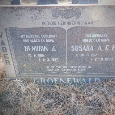 GROENEWALD Hendrik J. 1910-1987 &amp; Susara A.C.E. 1912-1998