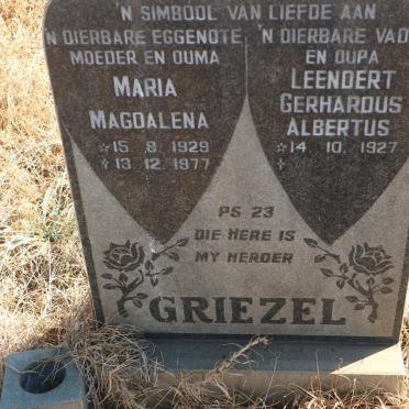 GRIEZEL Leendert Gerhardus Albertus 1927- &amp; Maria Magdalena 1929-1977