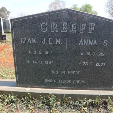 GREEFF Izak J.E.M. 1917-1994 &amp; Anna S. 1912-2007
