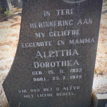 GROBLER Alettha Dorothea 1933-1979