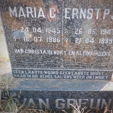 GREUNING Ernst P.J., van 1947-1999 &amp; Maria C. 1945-1986