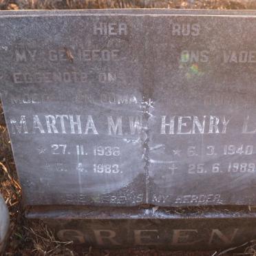 GREEN Henry L. 1940-1989 &amp; Martha M.W. 1938-1983