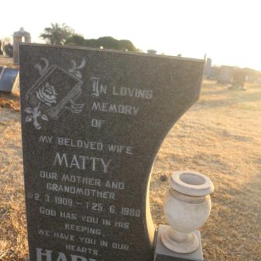 HARVEY Matty 1909-1980