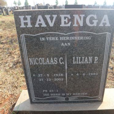 HAVENGA Nicolaas C. 1938-2003 &amp; Lilian P. 1940-