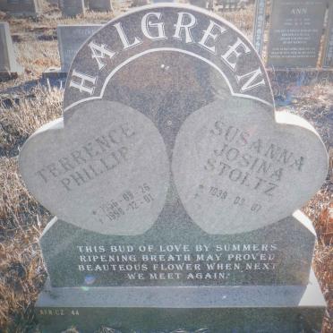 HALGREEN Terrence Phillip 1956-1998 &amp; Susanna Josina STOLTZ 1939-
