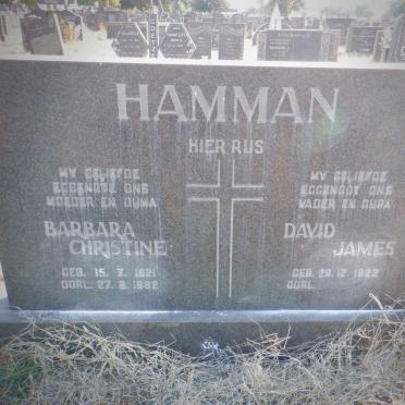 HAMMAN David James 1922- &amp; Barbara Christine 1921-1982
