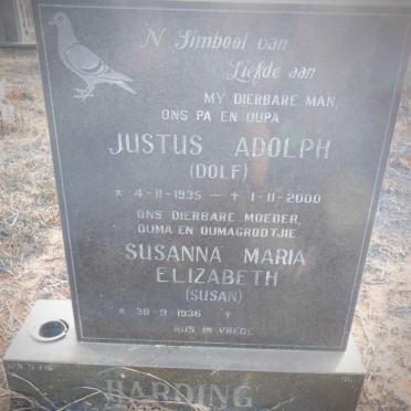 HARDING Justus Adolph 1935-2000 &amp; Susanna Maria Elizabeth 1936-