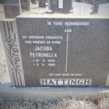 HATTINGH Jacoba Petronella 1932-1983