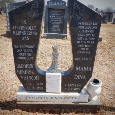 HATTINGH Jacobus Hendrik Francois 1939-2005 &amp; Maria Dina 1936-2009