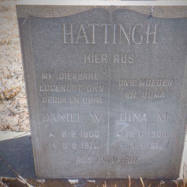 HATTINGH Daniel W. 1906-1971 &amp; Dina M. 1908-1971