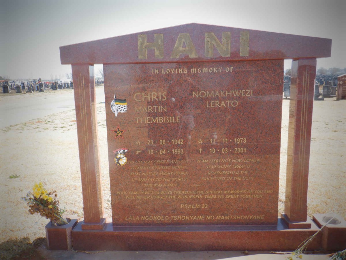 HANI Chris Martin Thembisile 1942-1993 :: HANI Nomakhwezi Lerato 1978-2001