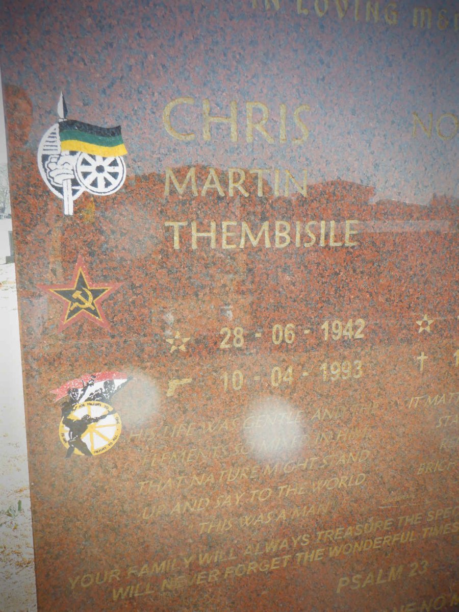 HANI Chris Martin Thembisile 1942-1993 :: HANI Nomakhwezi Lerato 1978-2001