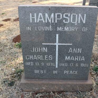 HAMPSON John Charles -1970 &amp; Ann Maria -1989
