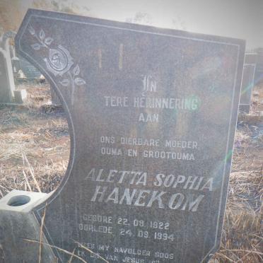 HANEKOM Aletta Sophia 1922-1994