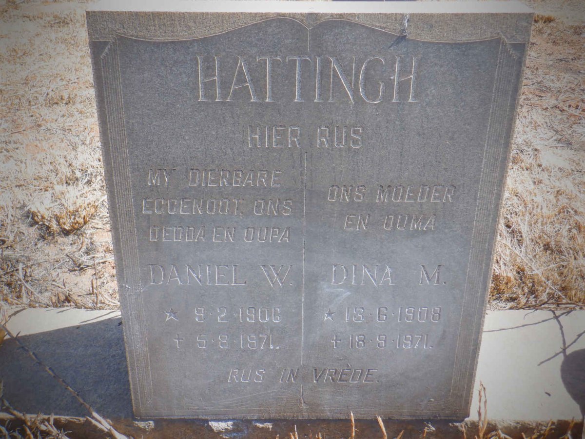 HATTINGH Daniel W. 1906-1971 &amp; Dina M. 1908-1971